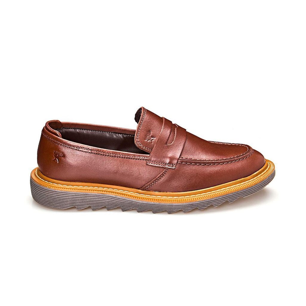 Sapato Social Mocassim Masculino Tratorado Loafer Café Couro