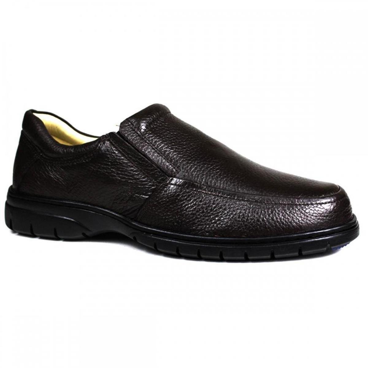 Sapato Social Ortopédico Confort Couro Masculino - Marrom Menor preço em Sapato Social Ortopédico Confort Couro Masculino - Marrom