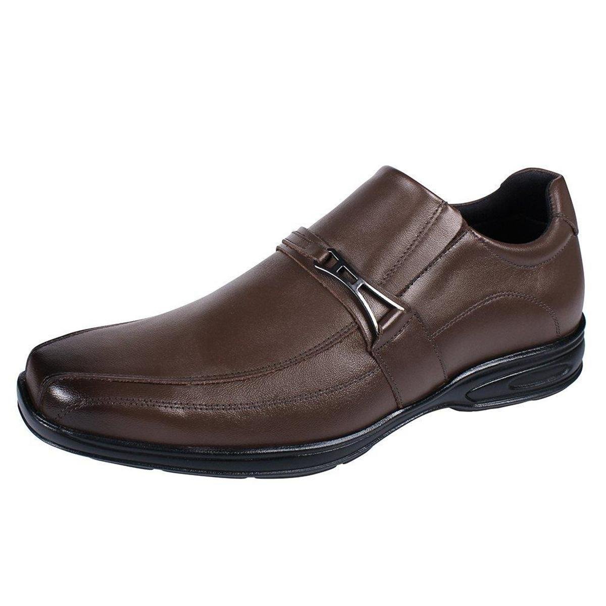 Sapato Social Ortopedico Masculino Couro Bico Quadrado Palmilha Gel Confort - Marrom Menor preço em Sapato Social Ortopedico Masculino Couro Bico Quadrado Palmilha Gel Confort - Marrom