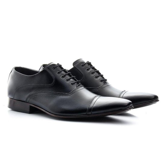 Sapato Social Oxford Bigioni Cadarço Sola Couro Masculino - Preto