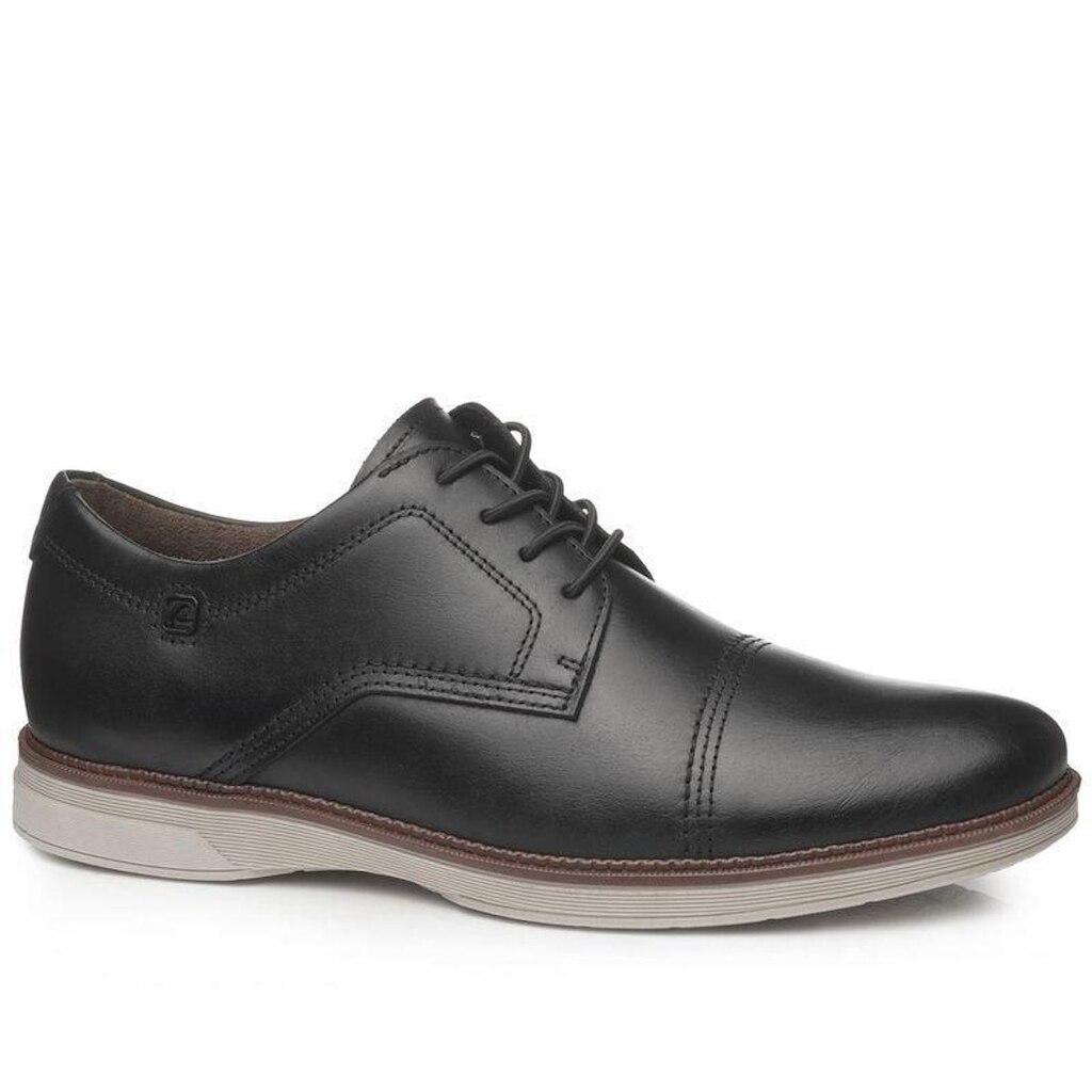 Sapato Social Preto Pegada Bico Redondo Casual Couro Original Calce Fácil