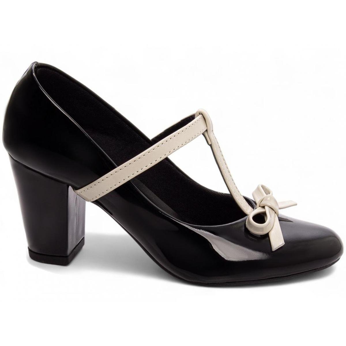 Sapato Social Scarpin Scarpan Salto Médio Alto Grosso Feminino 7 cm Boneca Verniz Torricella Menor preço em Sapato Social Scarpin Scarpan Salto Médio Alto Grosso Feminino 7 cm Boneca Verniz Torricella