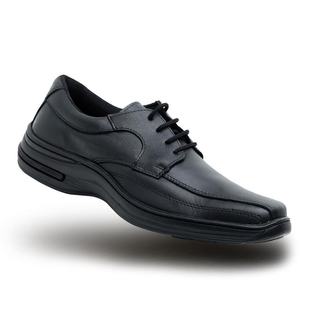 Sapato Social Slz Calçados Couro Legítimo Bico Quadrado Cadarço Masculino