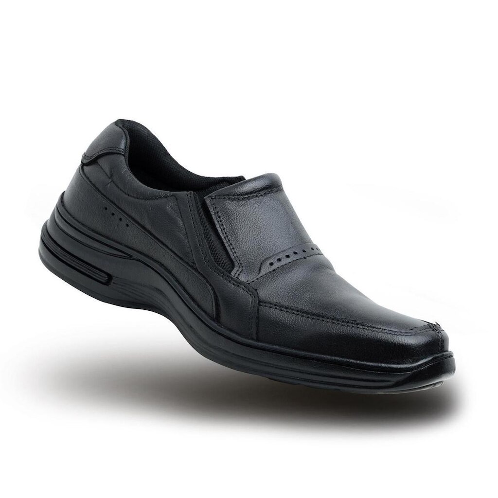 Sapato Social Slz Calçados Couro Legítimo Bico Quadrado Elástico Masculino