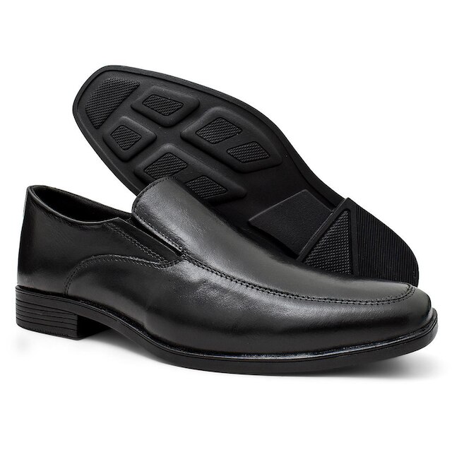 Sapato Social Sport Fino Masculino Couro Preto Conforto Calce Facil