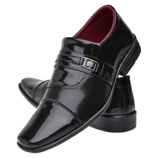 Sapato Social Torrenezzi Bico Quadrado Verniz Masculino - Preto