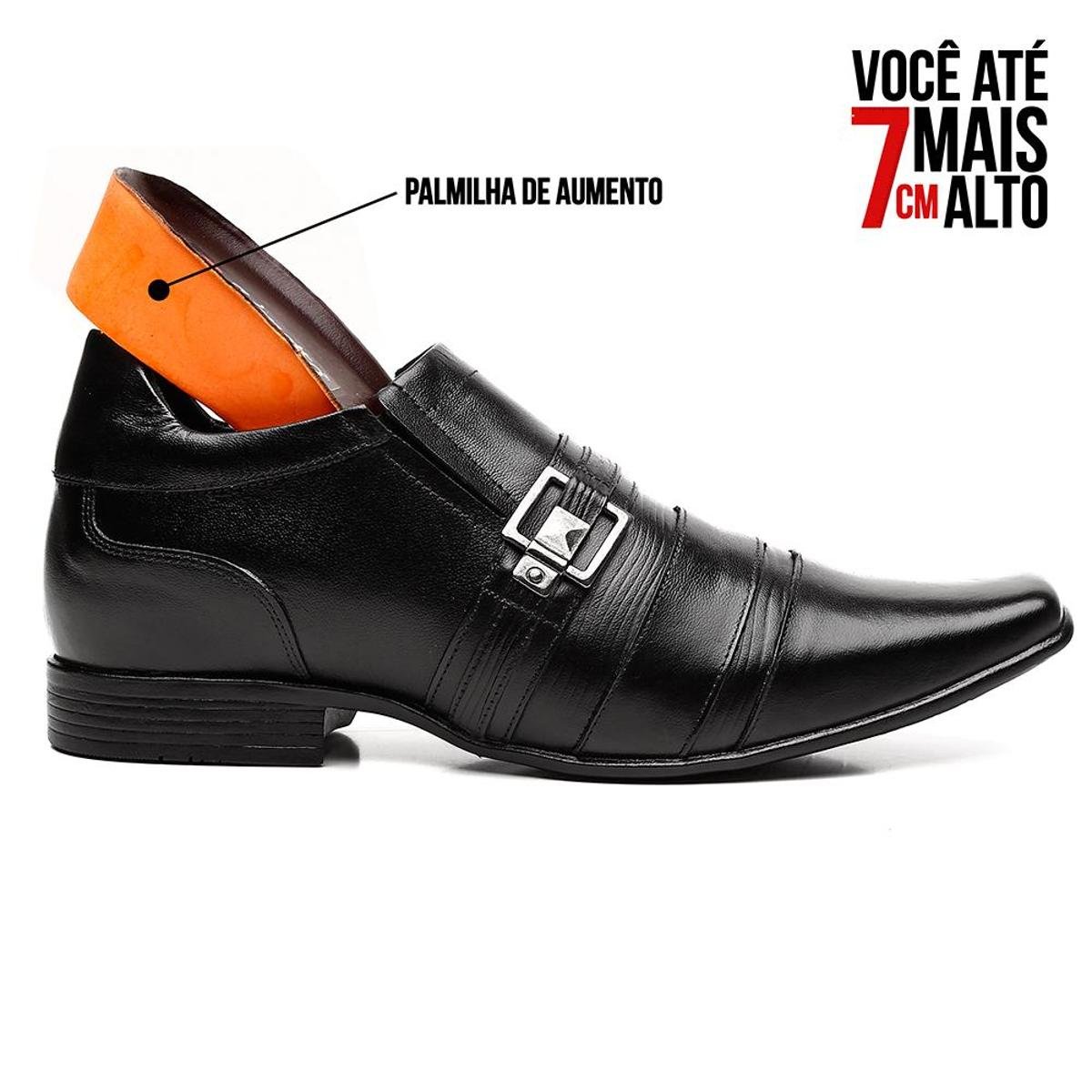 Sapato Jota Pe Couro Aumento de Altura Brown Marrom - Calçapé Calçados