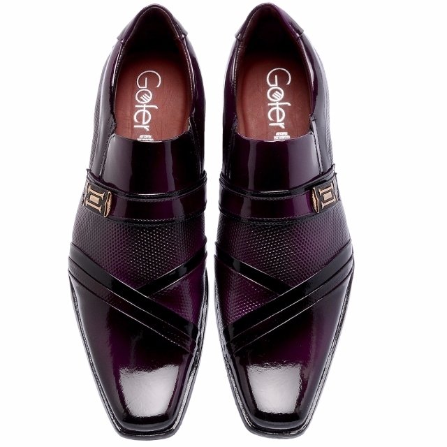 Sapato Social Verniz Gofer Couro - Roxo | Zattini
