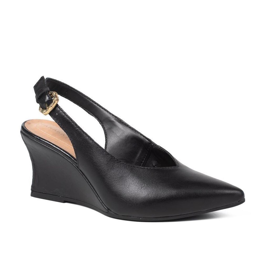 Sapato Tanara Em Couro Anabela Feminino T9514