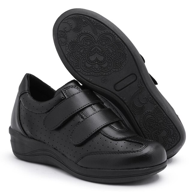 Sapato Tênis Feminino Anabela Casual Confort Ortopédico Macio