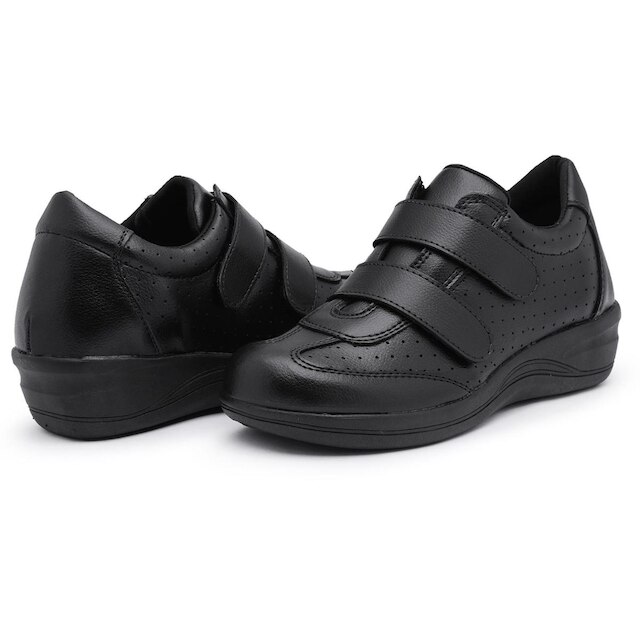 Sapato Tênis Feminino Anabela Casual Confort Ortopédico Macio