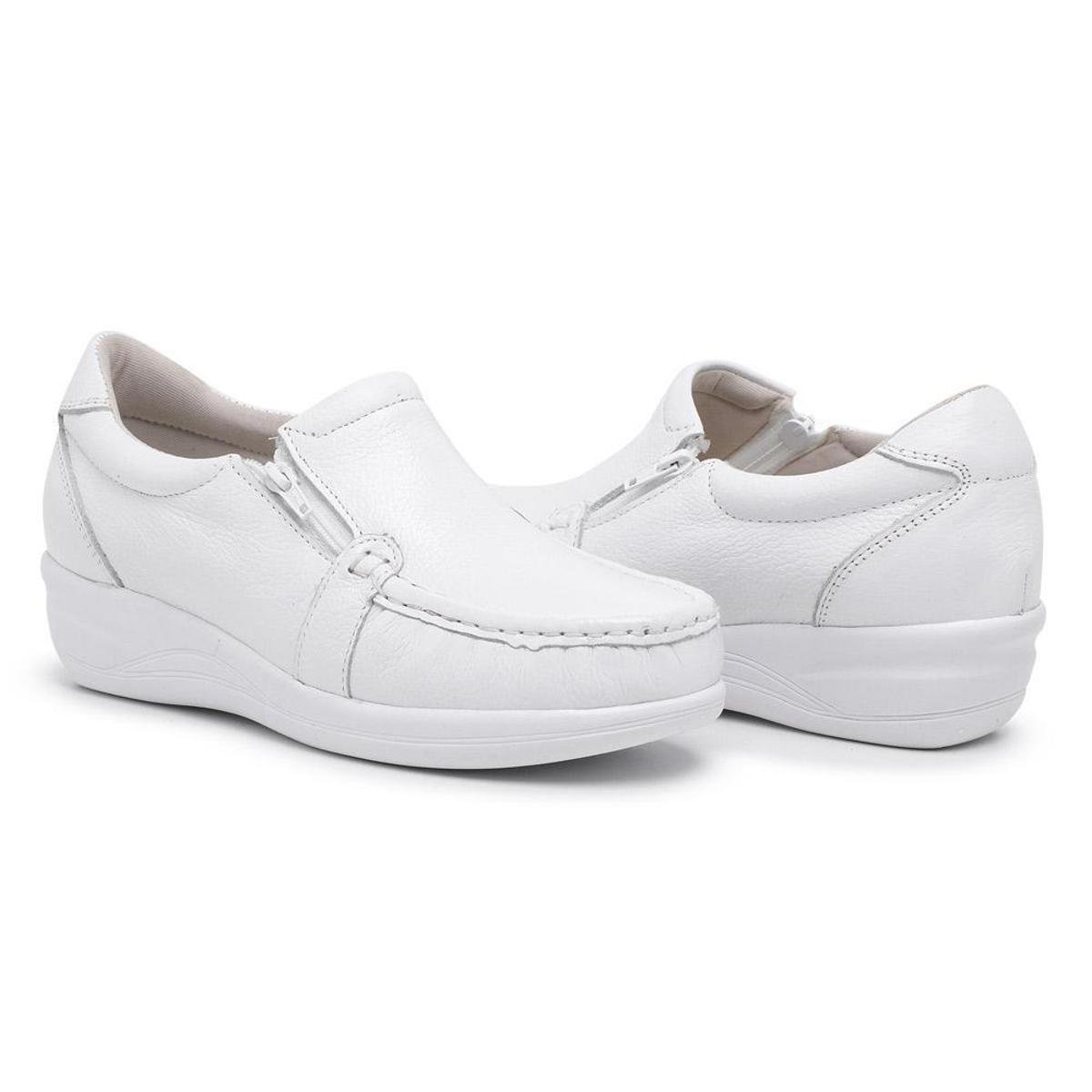 Sapato Tênis Ortopédico Feminino Social Mocassim Casual Enfermagem Zíper Lateral Couro Menor preço em Sapato Tênis Ortopédico Feminino Social Mocassim Casual Enfermagem Zíper Lateral Couro