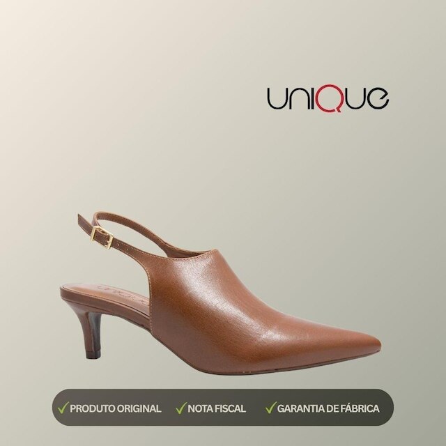 Sapato Unique Scarpin Slingback Couro