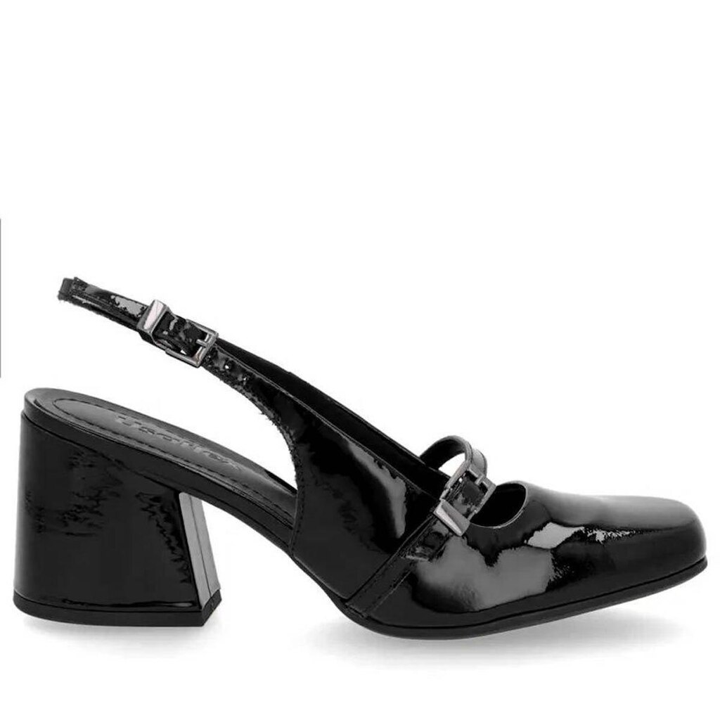 Sapato Usaflex Slingback Salto Bloco Couro Preto