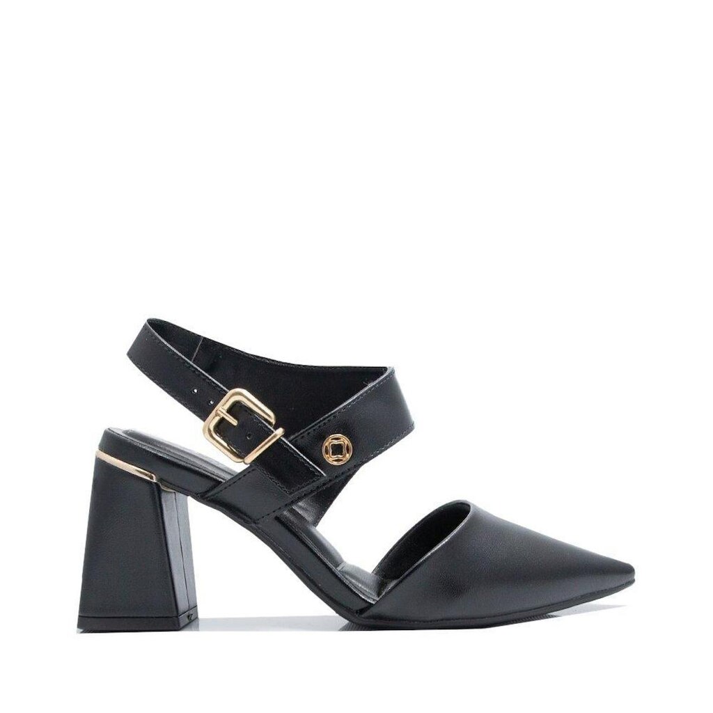 Sapato Via Comfort Salto Bloco Preto