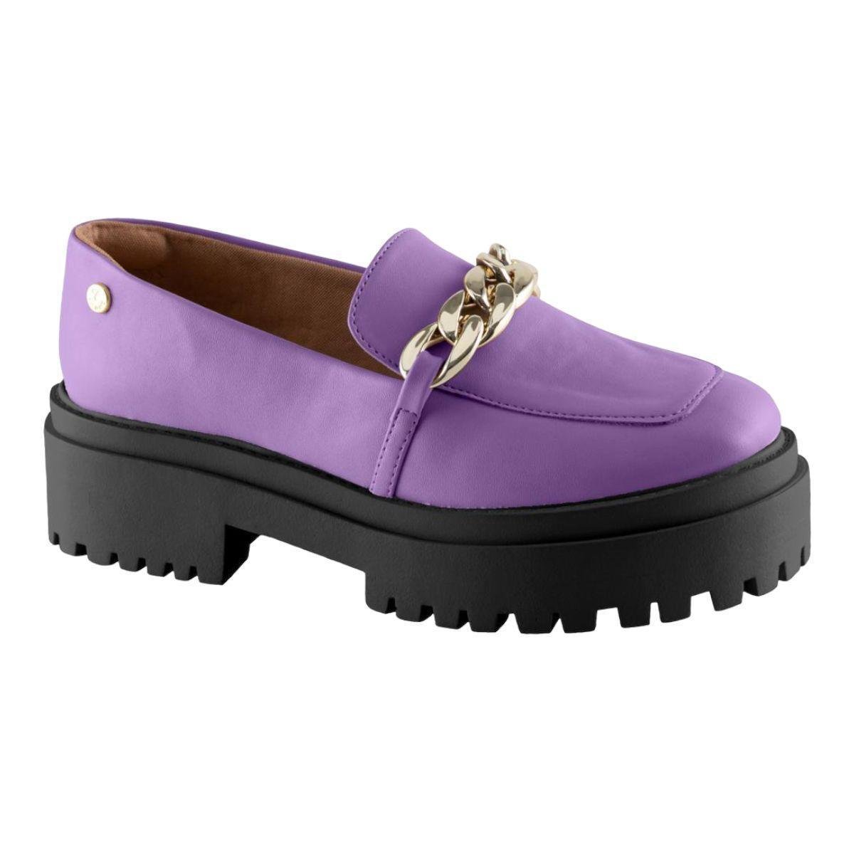 Sapato Via Uno 584001 Mocassim Casual Salto Tratorado Feminino - Violeta Menor preço em Sapato Via Uno 584001 Mocassim Casual Salto Tratorado Feminino - Violeta