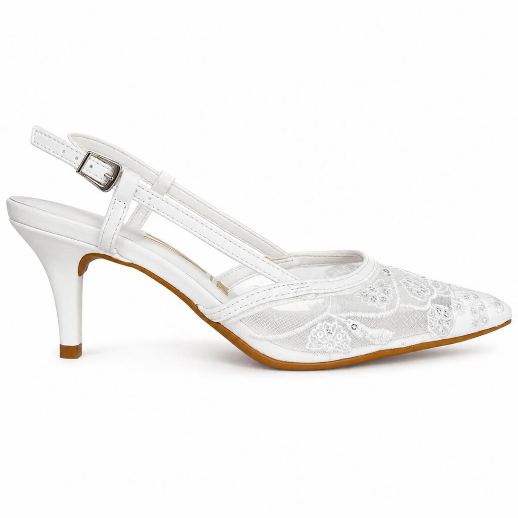 Sapato Vizzano Feminino Branco Tela Bordada Noiva