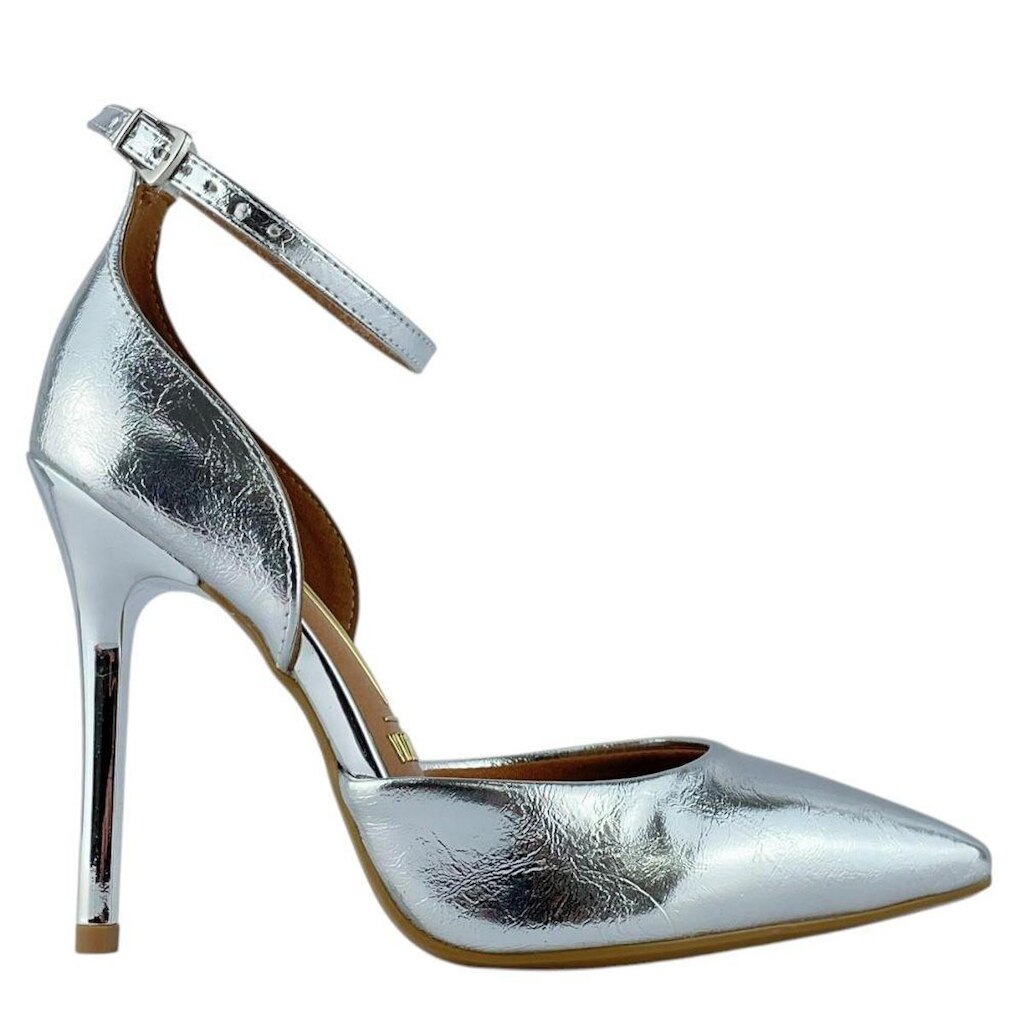 Sapato Vizzano Scarpin Feminino Prata Salto Alto e Fivela