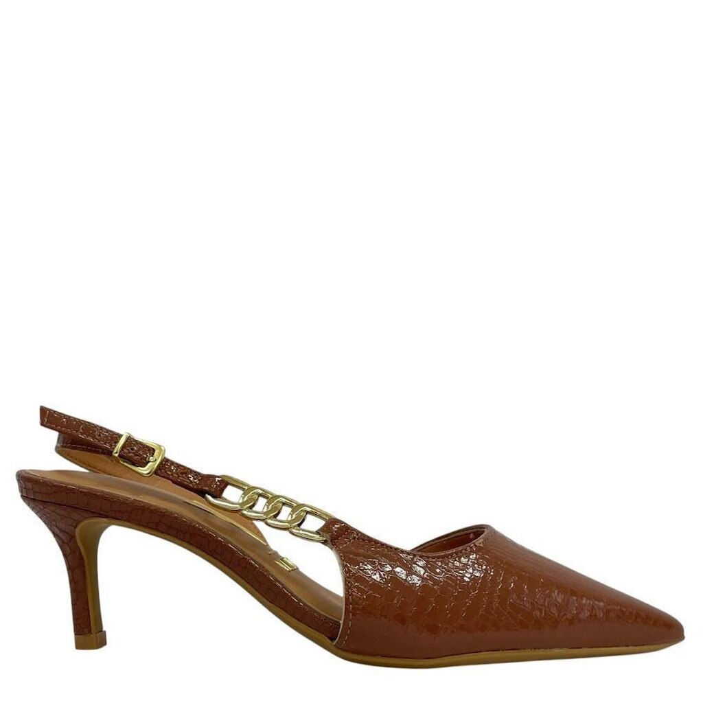 Sapato Vizzano Slingback Feminino Elegante Detalhe Dourado