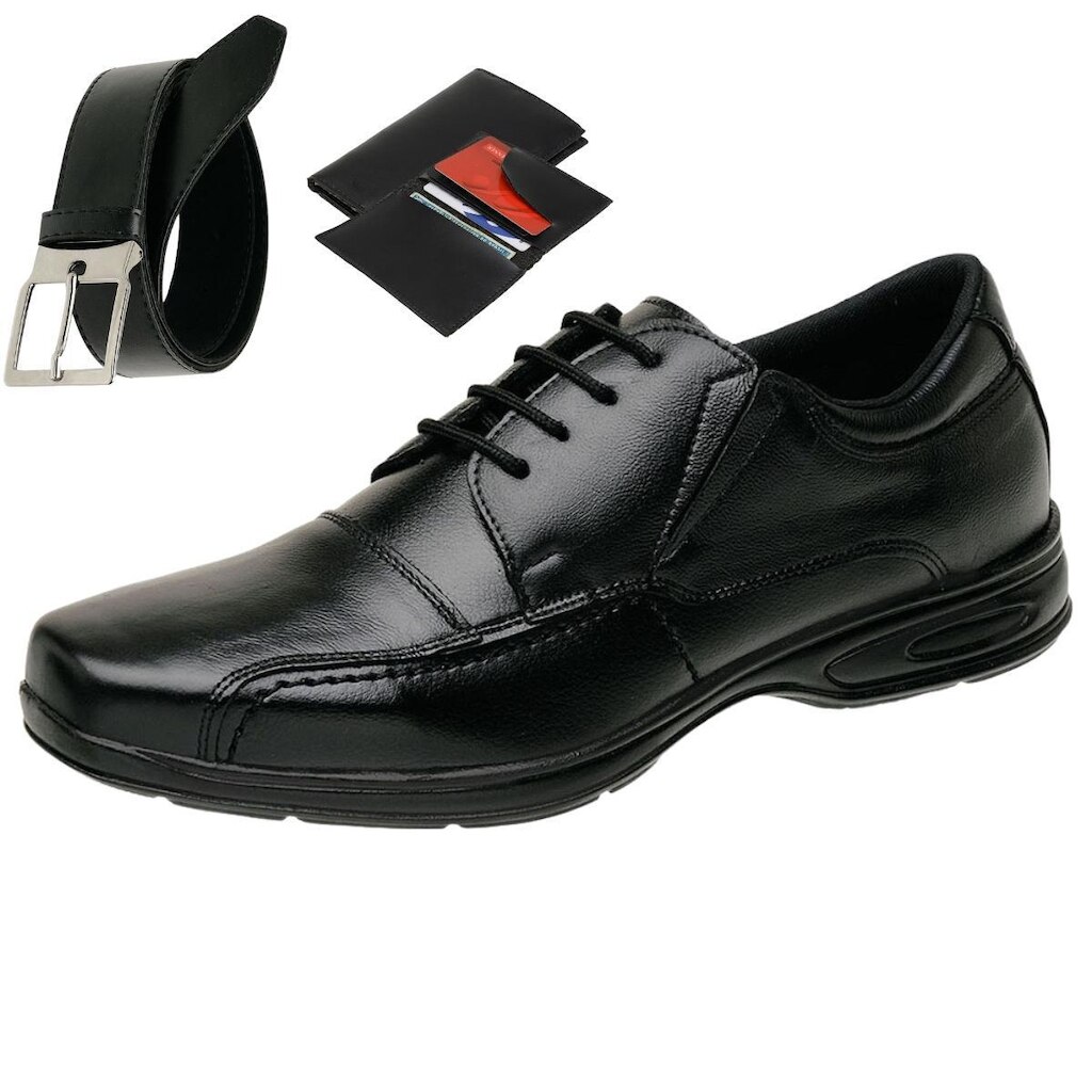 Sapatos Masculino Social de Amarrar com Cinto e Carteira