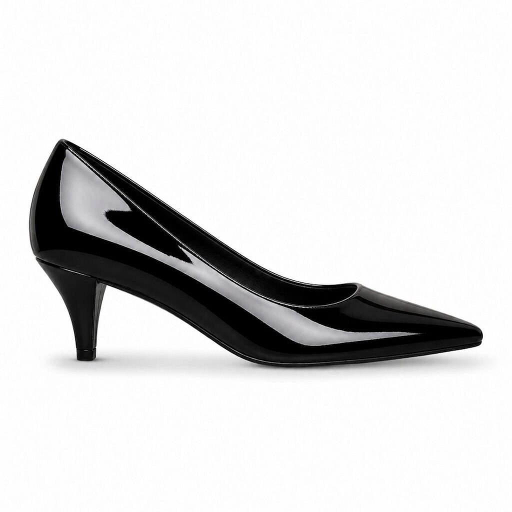 Scarpin 41 42 43 Preto Verniz Salto Fino Bico Fino Clássico