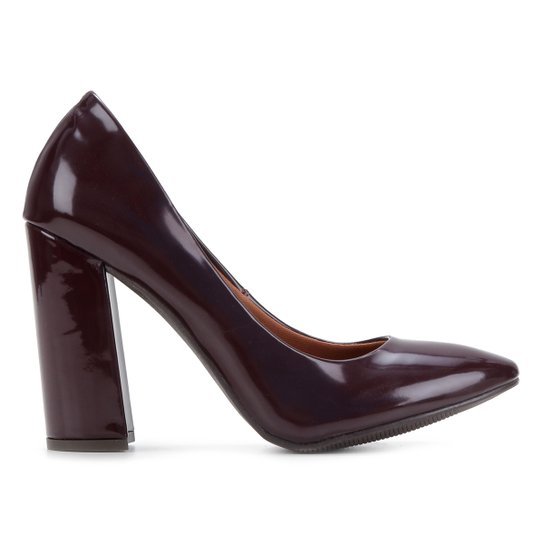 Scarpin Ala Salto Alto Verniz - Vinho