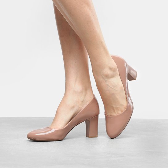 Scarpin Ala Salto Grosso - Nude