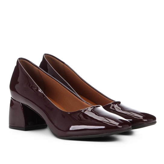 Scarpin Ala Salto Médio Bico Quadrado - Vinho