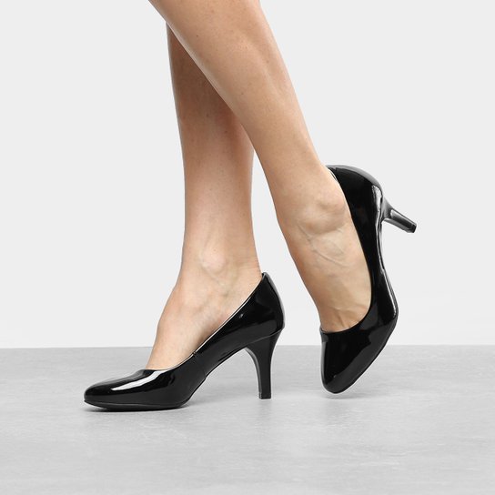 Scarpin Ala Salto Médio Fino - Preto