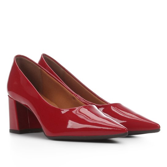 Scarpin Ala Salto Médio Grosso - Vermelho