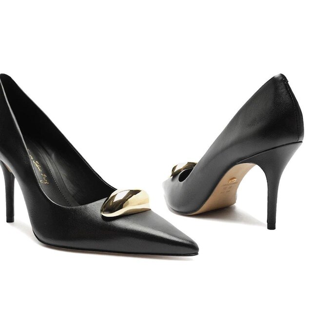 Scarpin Arezzo Original Couro Salto Fino Metal Silvia Braz