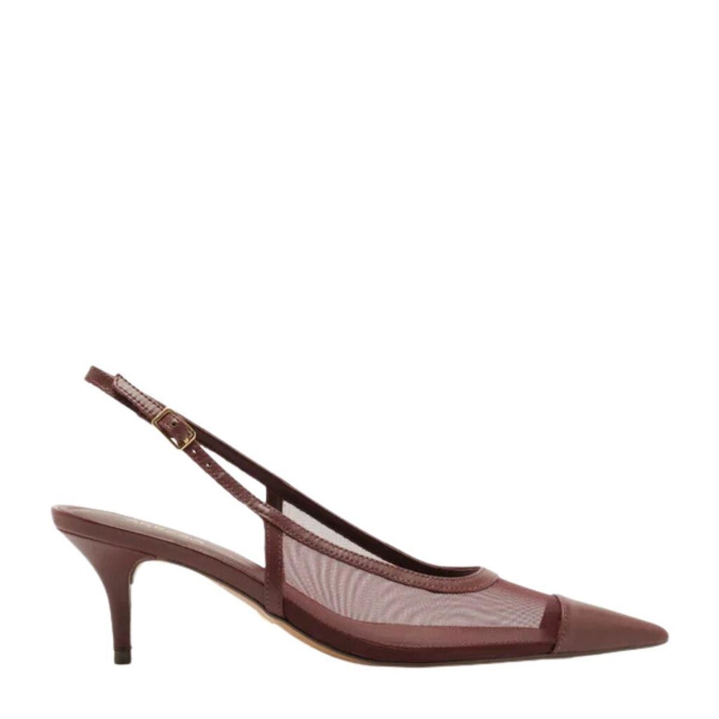 Scarpin Arezzo Salto Fino Baixo Slingback Multimaterial