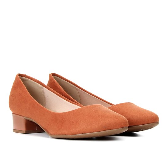 Scarpin Beia Rio Salto Bloco Feminino - Caramelo