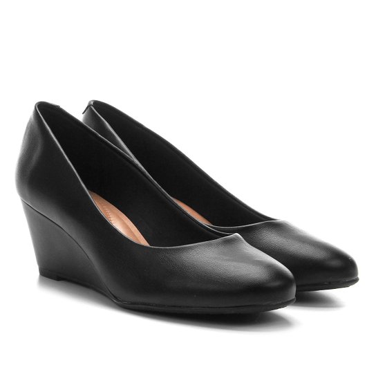 Scarpin Beira Rio Anabela Básico - Preto