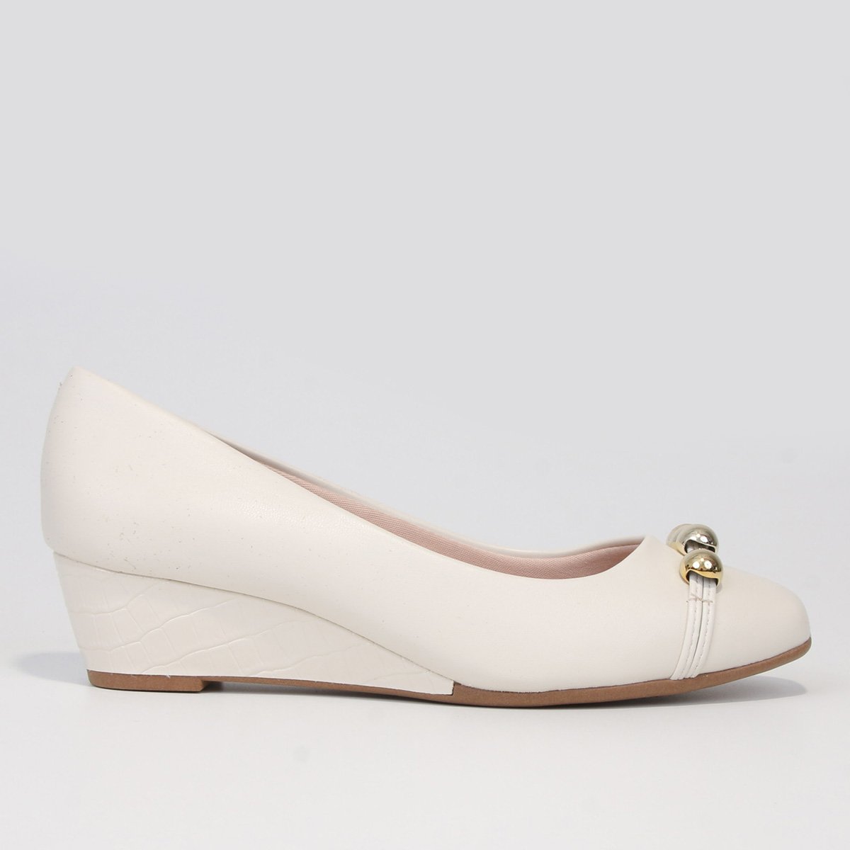 Scarpin Beira Rio Anabela - Off White Menor preço em Scarpin Beira Rio Anabela - Off White