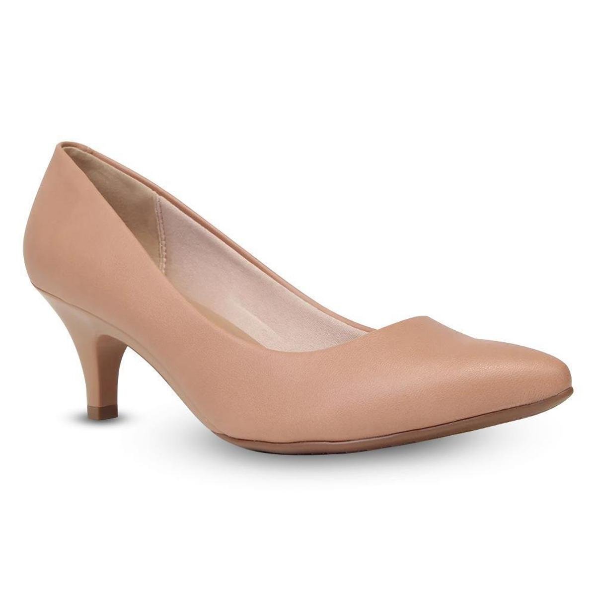 Scarpin Beira Rio Salto Baixo Conforto - Nude Menor preço em Scarpin Beira Rio Salto Baixo Conforto - Nude