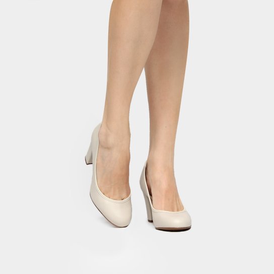 Scarpin Beira Rio Salto Grosso - Off White