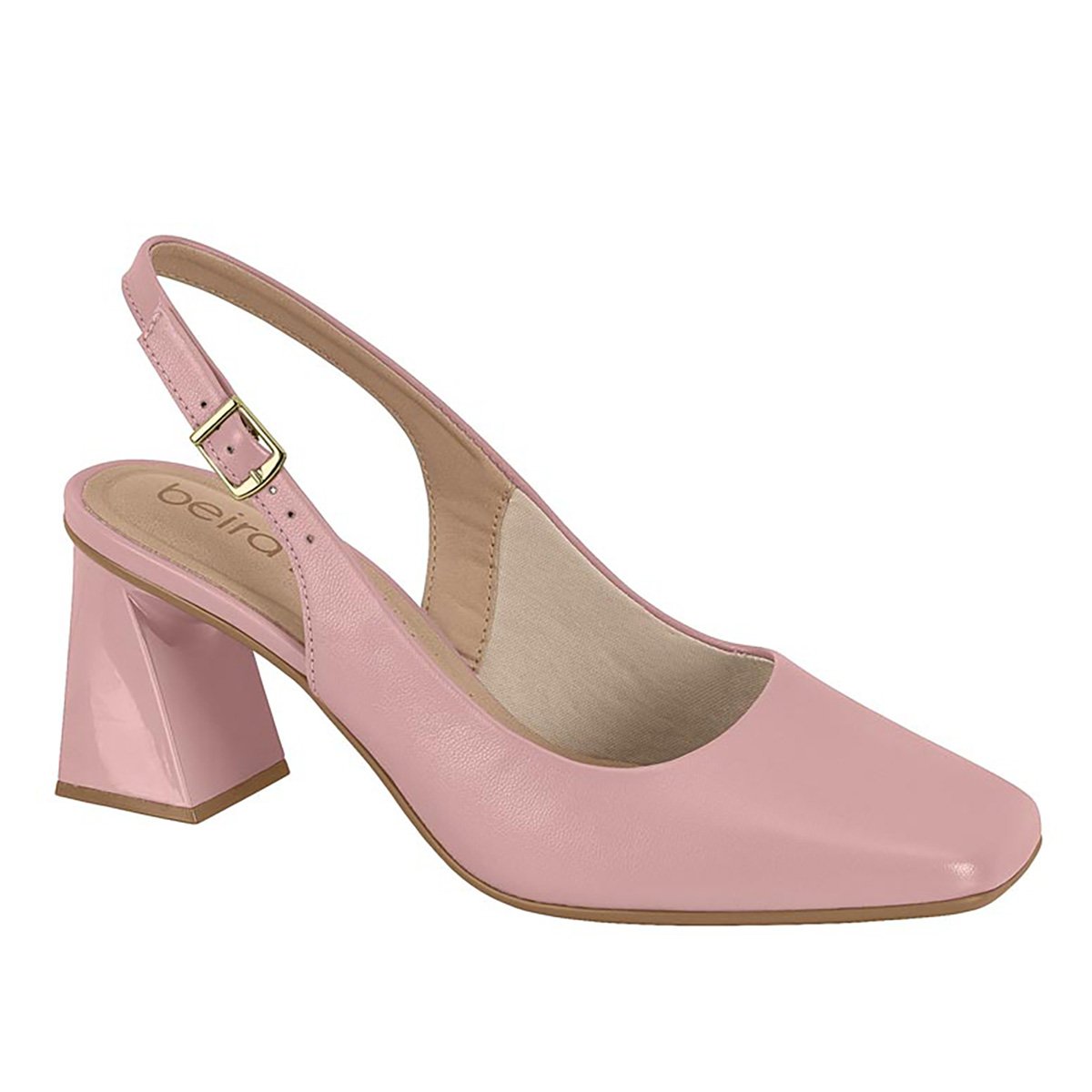 Scarpin Beira Rio Salto Médio Slingbagk - Rosa Claro Menor preço em Scarpin Beira Rio Salto Médio Slingbagk - Rosa Claro