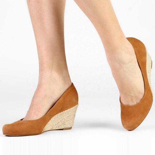 Scarpin Bottero Anabela Corda - Caramelo