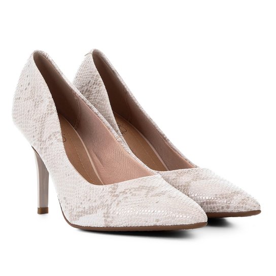 Scarpin Cobra Beira Rio Salto Alto Feminino - Off White