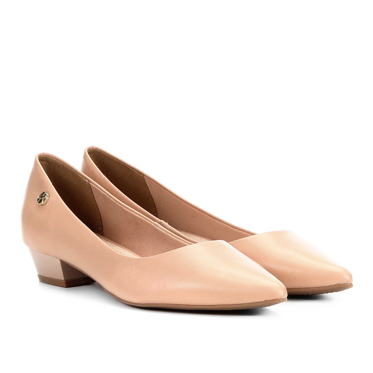 Scarpin Couro Bottero Salto Baixo Bico Fino Básico - Nude Menor preço em Scarpin Couro Bottero Salto Baixo Bico Fino Básico - Nude