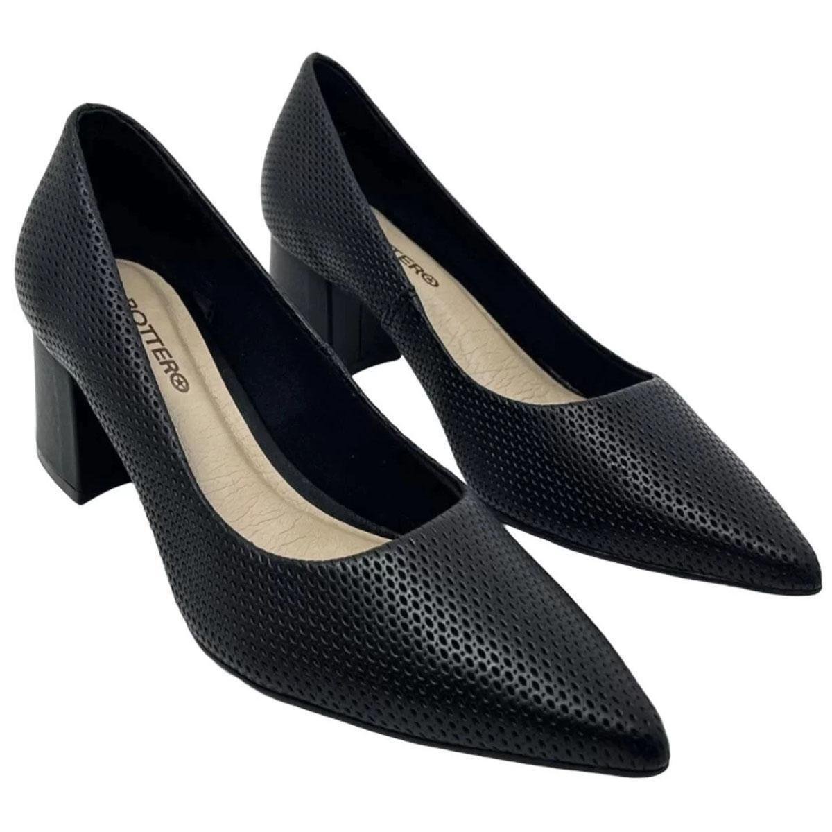Scarpin Couro Bottero Salto Médio Bico Fino Feminino - Preto - 39 - Preto Menor preço em Scarpin Couro Bottero Salto Médio Bico Fino Feminino - Preto - 39 - Preto