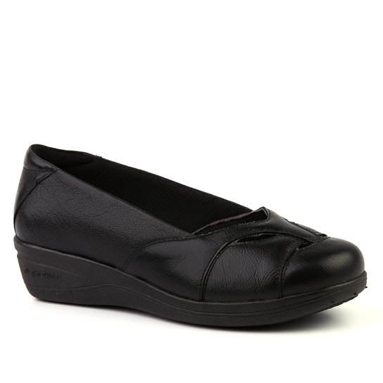 Scarpin Couro Conforto Plataforma Doctor Shoes Feminino Preto Zattini