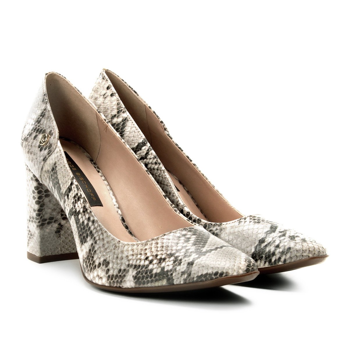 Scarpin Couro Jorge Bischoff Animal Print Snake - Bege | Zattini
