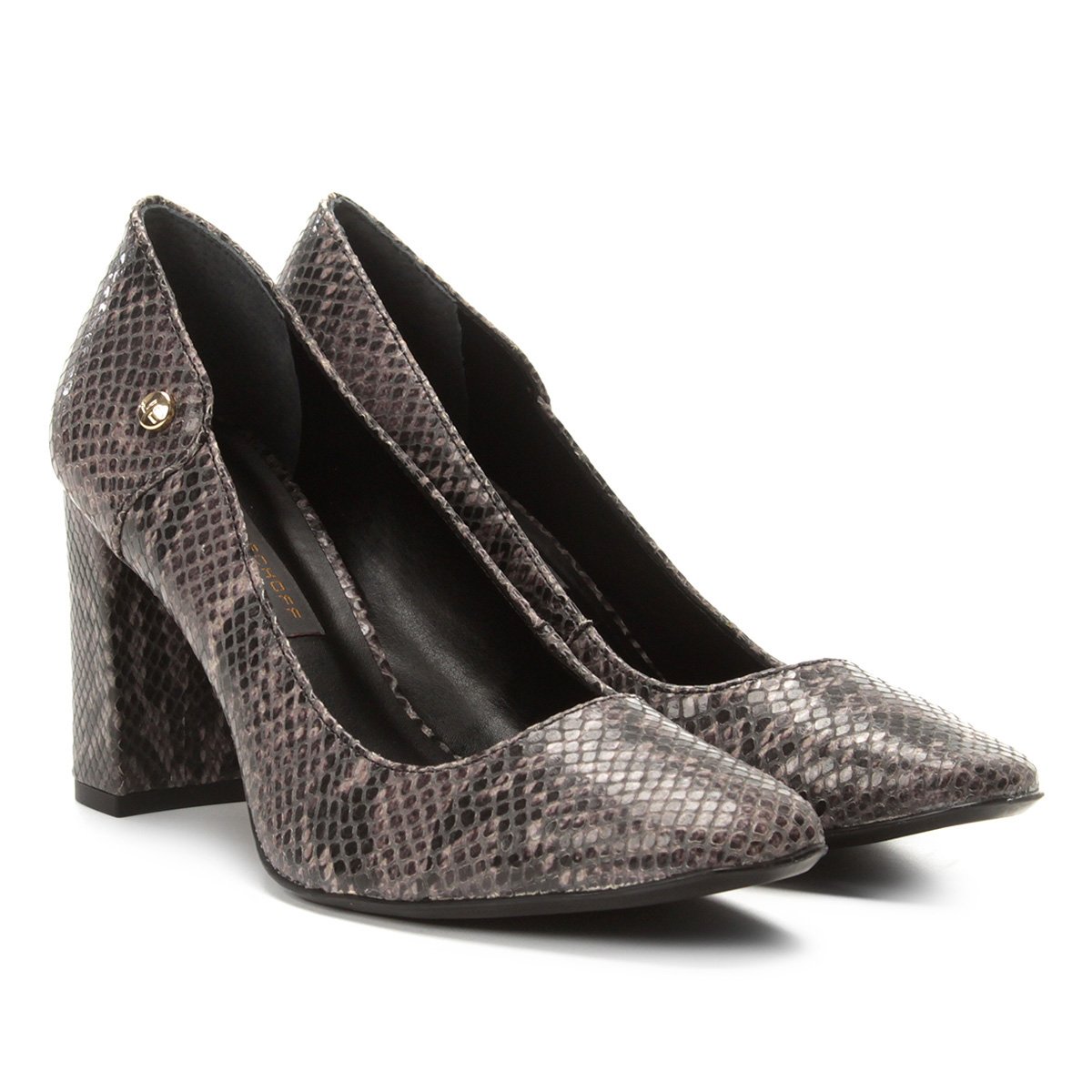 Scarpin Couro Jorge Bischoff Animal Print Snake - Marrom Claro | Zattini