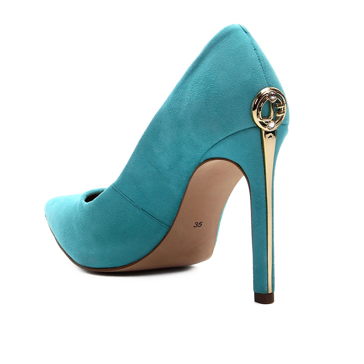 Scarpin Couro Jorge Bischoff Salto Slto Kid Feminino - Azul Piscina |  Zattini