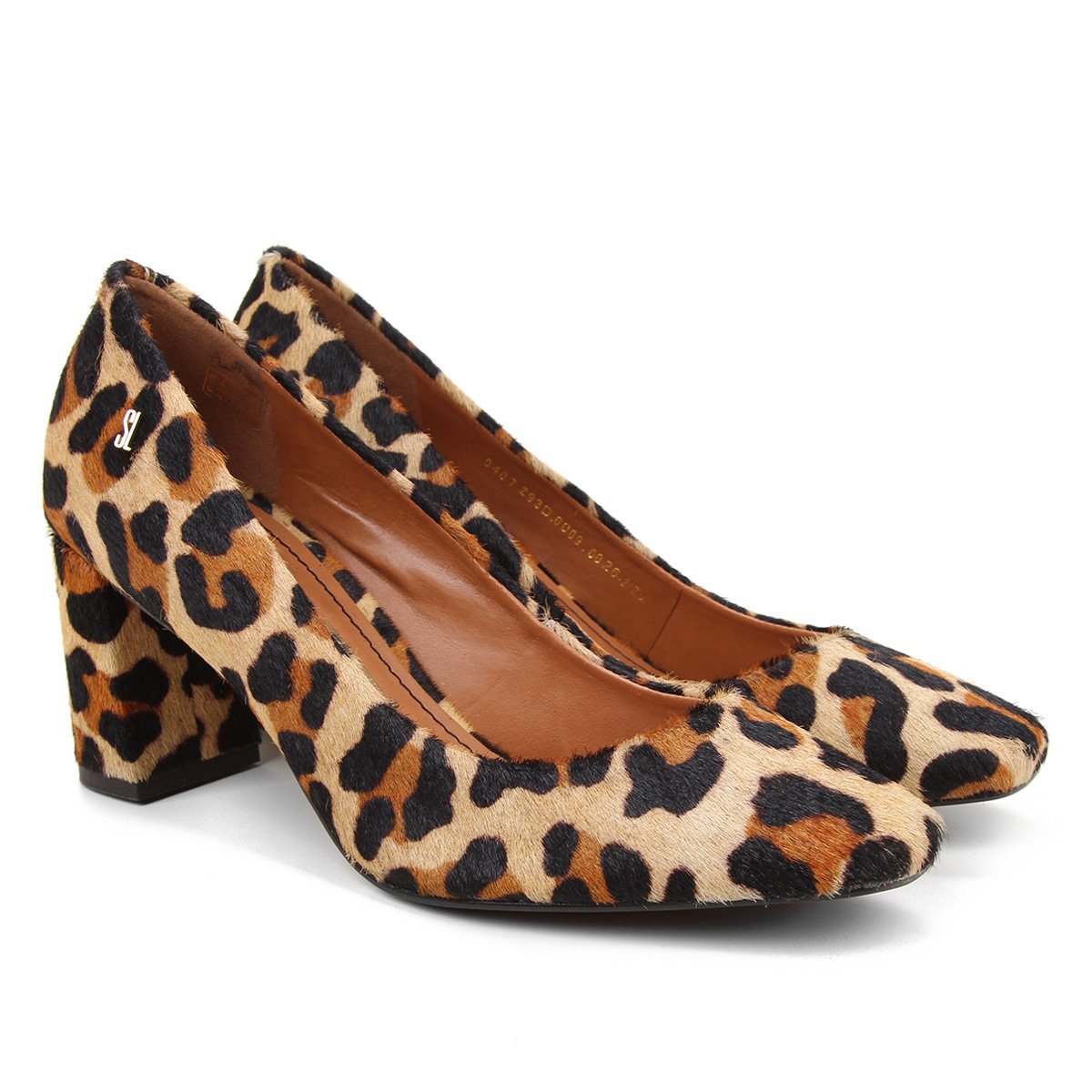 Scarpin Couro Santa Lolla Animal Print Onça Salto Grosso - Bege Menor preço em Scarpin Couro Santa Lolla Animal Print Onça Salto Grosso - Bege