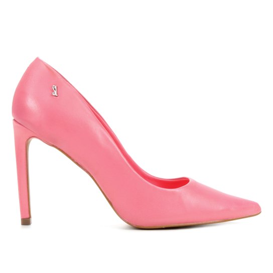Scarpin Couro Santa Lolla Salto Alto Bico Fino - Rosa