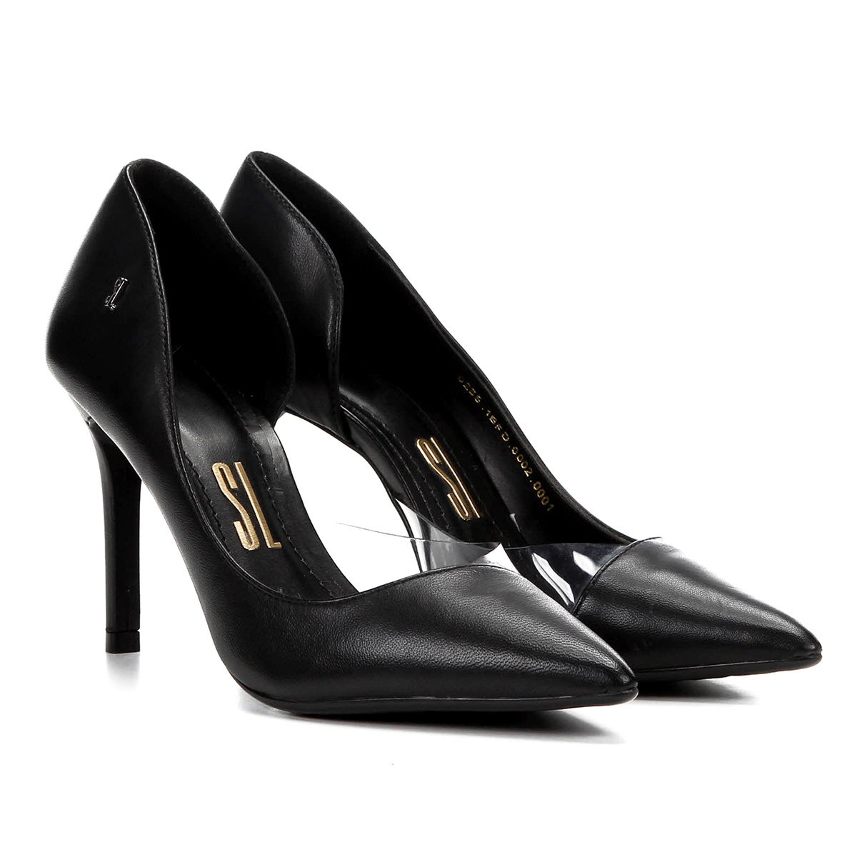 Scarpin Couro Santa Lolla Salto Alto Vinil - Preto | Zattini