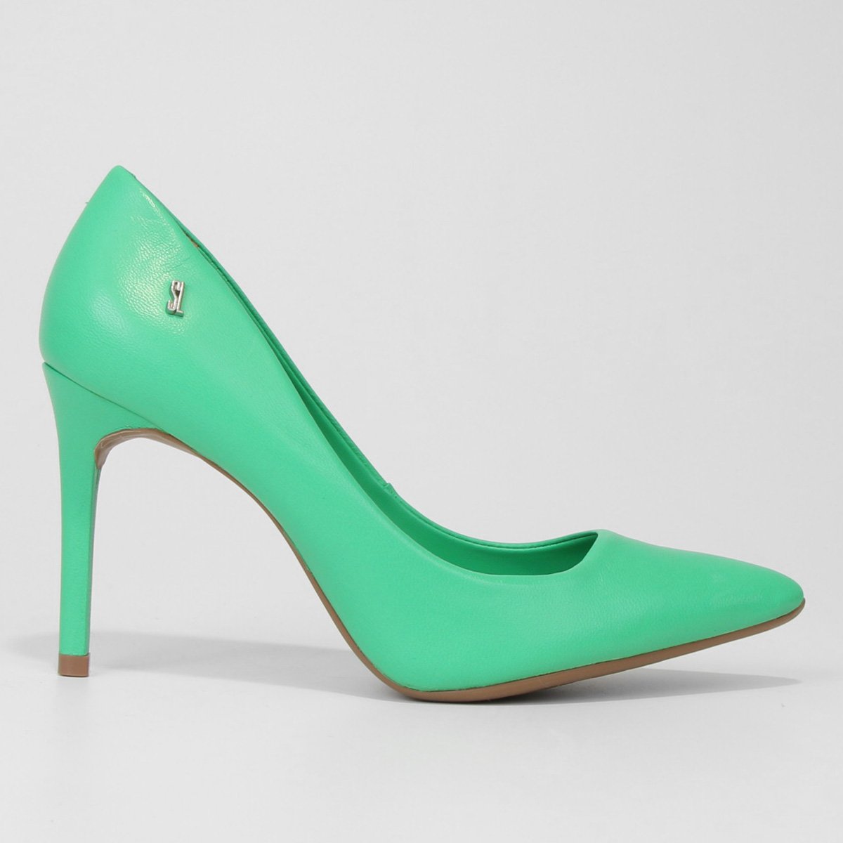 Scarpin Couro Santa Lolla Salto Fino Alto - Verde Menor preço em Scarpin Couro Santa Lolla Salto Fino Alto - Verde